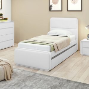 Cama Solteiro Loop com Auxiliar Branco – LOPAS