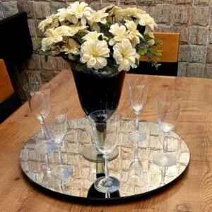Prato Giratório 50 cm Espelhado/Preto – RJ DECOR