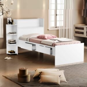 Cama Solteiro Baú Isa Branco – MADEC MÓVEIS