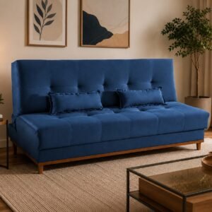 Sofá Cama Catânia 1,88 m Veludo Azul 06 – MDP ESTOFADOS