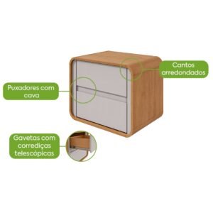 Mesa de Cabeceira Loop Amêndoa Clean/Off White – LOPAS