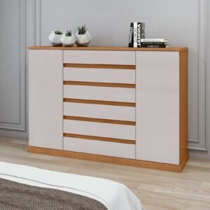 Cômoda 7 Gavetas Vedra Amêndoa Clean/Off White – LOPAS