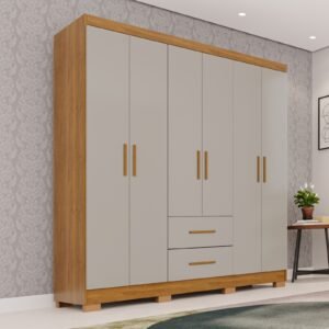 Guarda-Roupa 6 Portas Estrela Premium 1,50 m Cinamomo/Off White – SALLÊTO