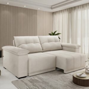 Sofá Retrátil e Reclinável Del/Delta 2,00 m Veludo Marfim – VIERO