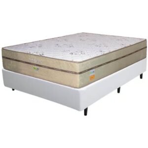 Colchão Casal Toronto 30 cm D28 Molas Ensacadas + Base Simples Corino Branco – ECOTEC + BIOSTAR