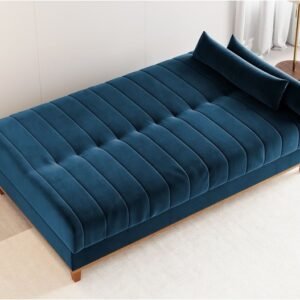 Sofá Cama Luna/Duna 1,80 m Veludo Azul – VIERO MÓVEIS