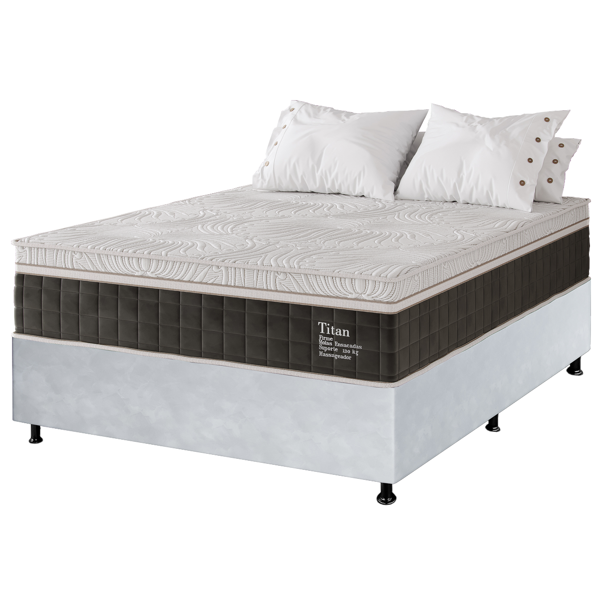 Colchão Casal Massageador Titan/Thor 34 cm D28 Molas Ensacadas + Base Box Simples Corino Branco – VIERO + BIOSTAR - Imagem 5