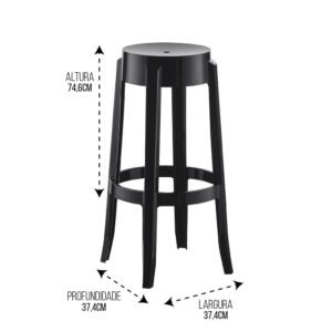 Kit 2 Banquetas Shine Plus Preto UZ8007-11 – KAPPESBERG