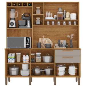 Kit Cozinha New Topázio 1,65 m Cinamomo/Off White – SALLÊTO