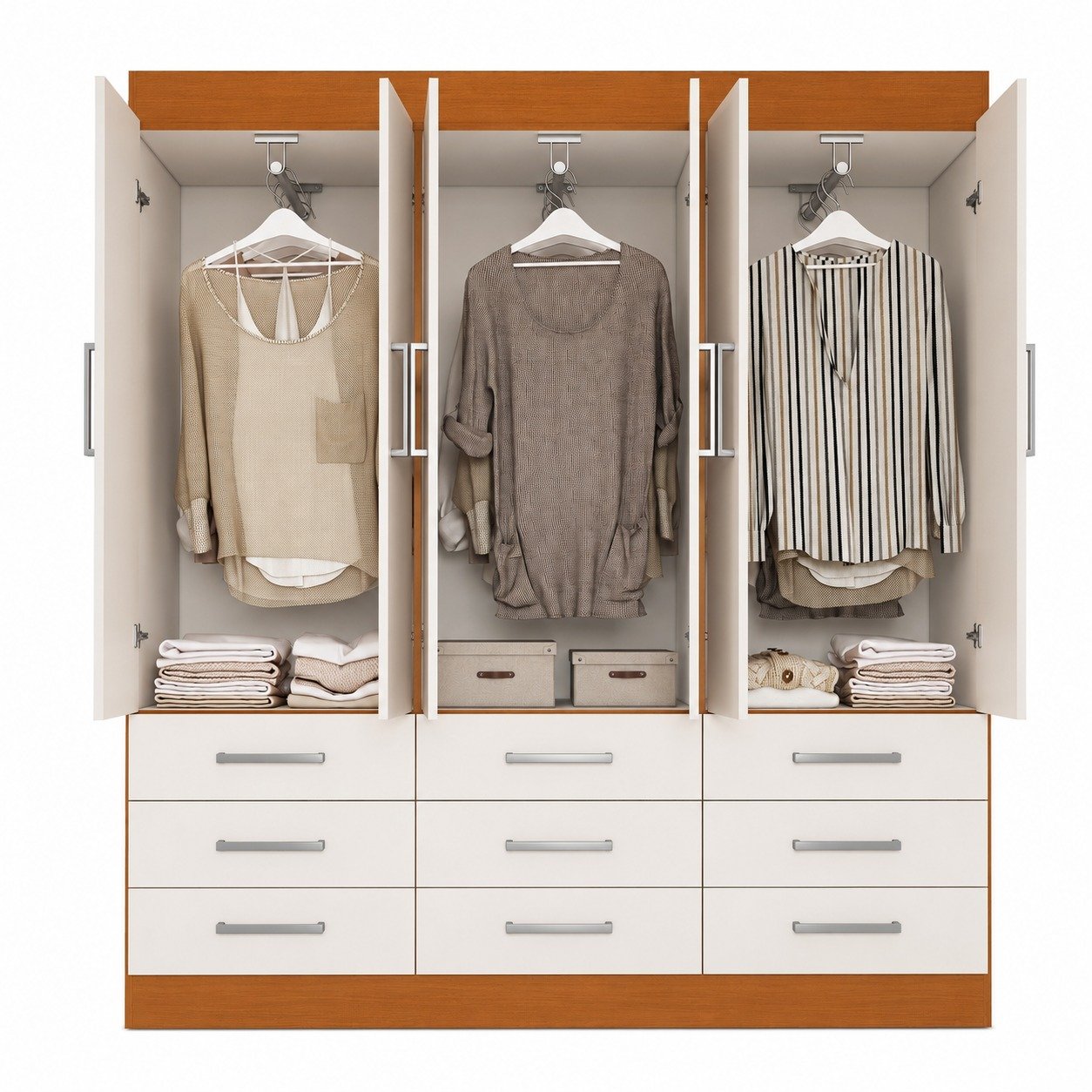 Guarda-Roupa 6 Portas Milão 1,50 m Cinamomo/Areia - MÓVEIS CADORIN - Imagem 6