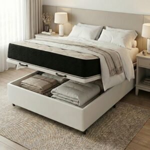 Colchão Casal Premium VX 32 cm D45 + Base Baú Corino Branco – ECOTEC + ALTO NÍVEL
