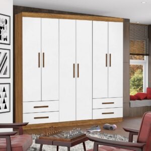Guarda-Roupa 6 Portas Hércules (Sem espelho) 1,77 m Cinamomo/Branco – CARIOCA MÓVEIS