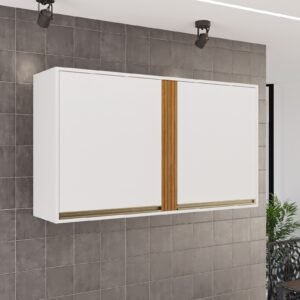 Armário Aéreo 2 Portas Pérola 1,20 m Branco/Cinamomo – SALLÊTO