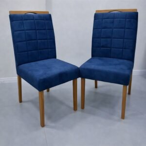 Kit 2 Cadeiras Quartzo/Safira Veludo Azul – KM DECOR