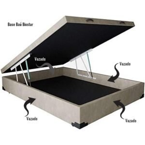 Base Box Queen Baú Corino Preto – BIOSTAR