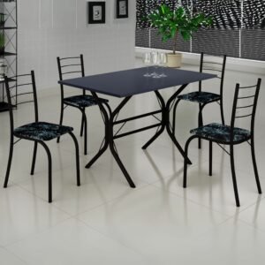 Mesa 4 Cadeiras Cabo Frio 100×60 Preto/Grafite – TEIXEIRA