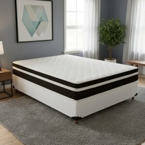 Colchão Casal Bio Classic D28 + Base Box Simples Corino Branco – BIOSTAR/BIOFLEX