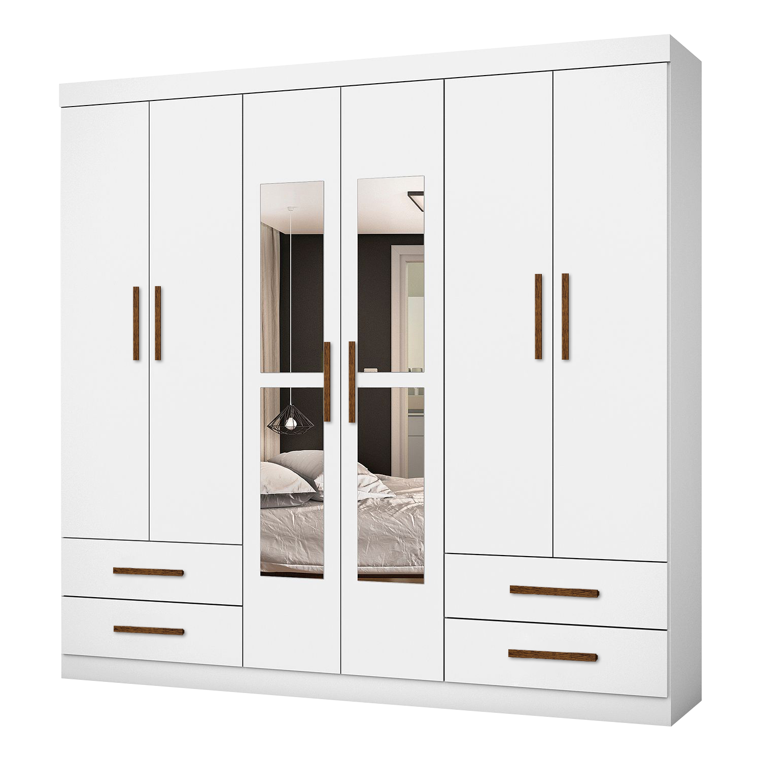 Guarda-Roupa 6 Portas Hércules(Com espelho)1,77 m Branco – CARIOCA MÓVEIS - Imagem 6