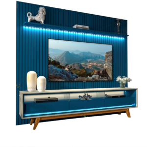Painel até 85″ Nobre 230 Azul + Rack Requinte 212 Off White/Azul – GELIUS