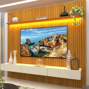 Home até 85″ Nobre Ripado 230(Com Nicho) Naturale/Off White – GELIUS