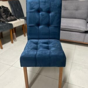 Mesa Alegra 120 Cinamomo/Off White com 4 Cadeiras Sophia Veludo Azul – JCM MOVELARIA + WM DECOR