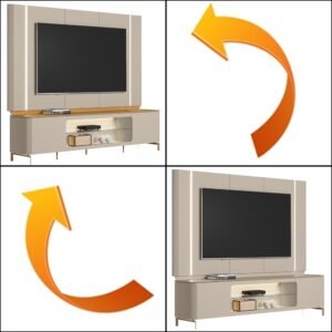Painel + Rack Santorini Off White/Tauari Fosco – LINEA BRASIL