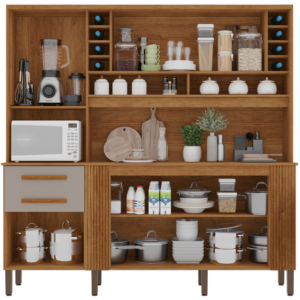 Kit de Cozinha Catar 2,00 m Cinamomo/Off White – SALLETO