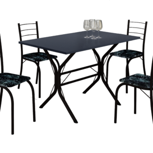 Mesa 4 Cadeiras Cabo Frio 100×60 Preto/Grafite – TEIXEIRA