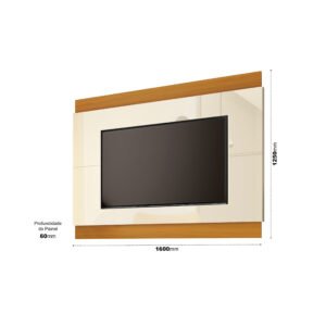 Painel até 60″ Legacy 1.6 Off White/Cedro Natural – EDN MÓVEIS