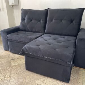 Sofá Retrátil e Reclinável Califórnia 2,50 m Preto – JC ESTOFADOS (PROMOÇÃO – LEVE AVARIA)
