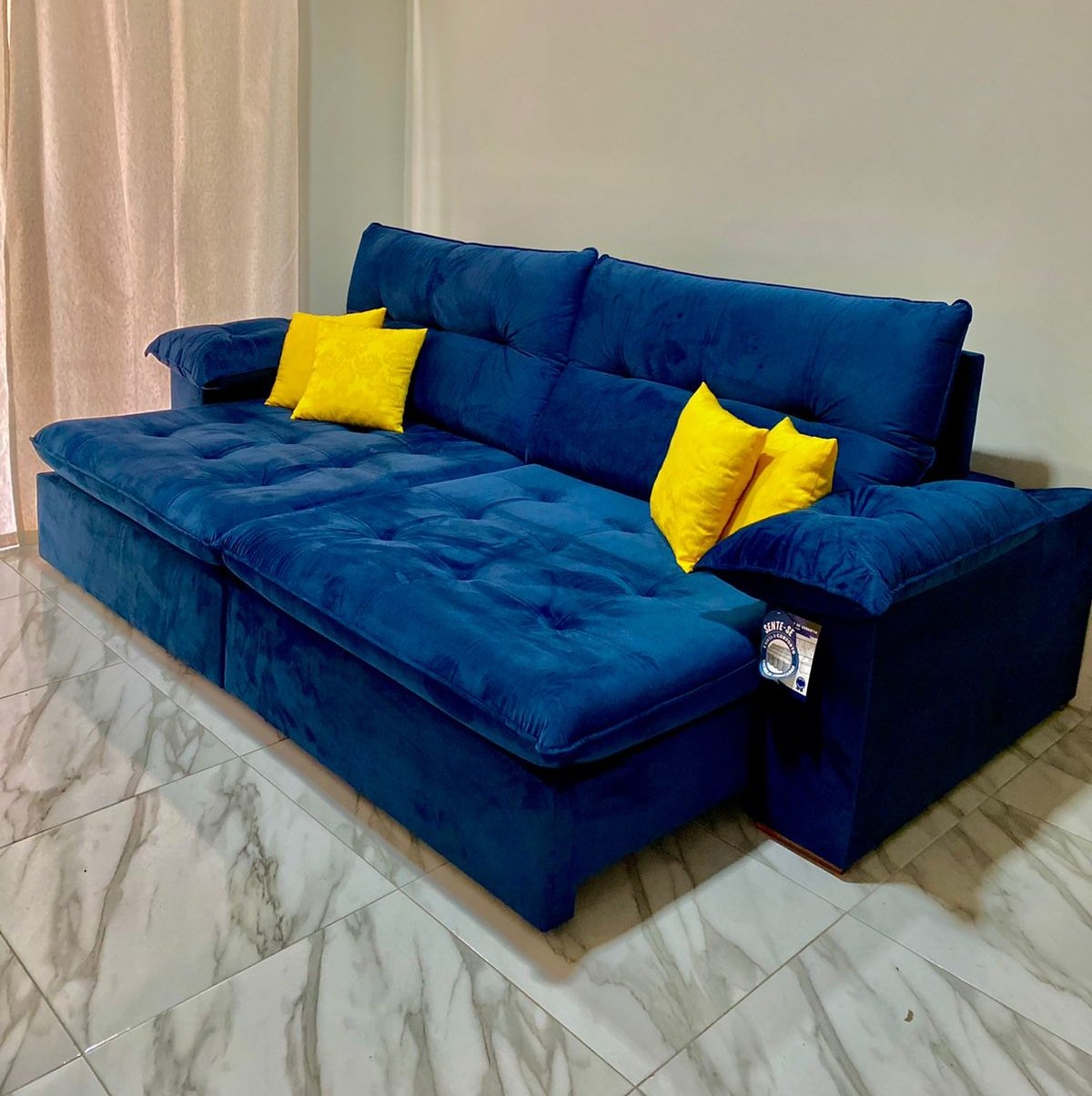 Sofa Retratil e Reclinavel Mexico 2,50 m Azul – LEO DECOR (PROMOÇÃO - LEVE AVARIA)