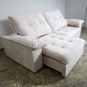 Sofá Retrátil e Reclinável México 2,50 m Bege – LEO DECOR (PROMOÇÃO – LEVE AVARIA)