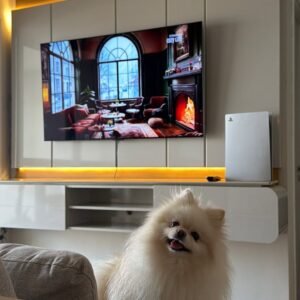 Painel Home ate 75″ Zurique Tauari/Off White Brilho – LINEA BRASIL