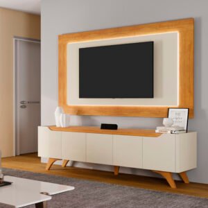 Painel + Rack até 65″ Atenas 2.2 Off White/Naturale – MAVAULAR