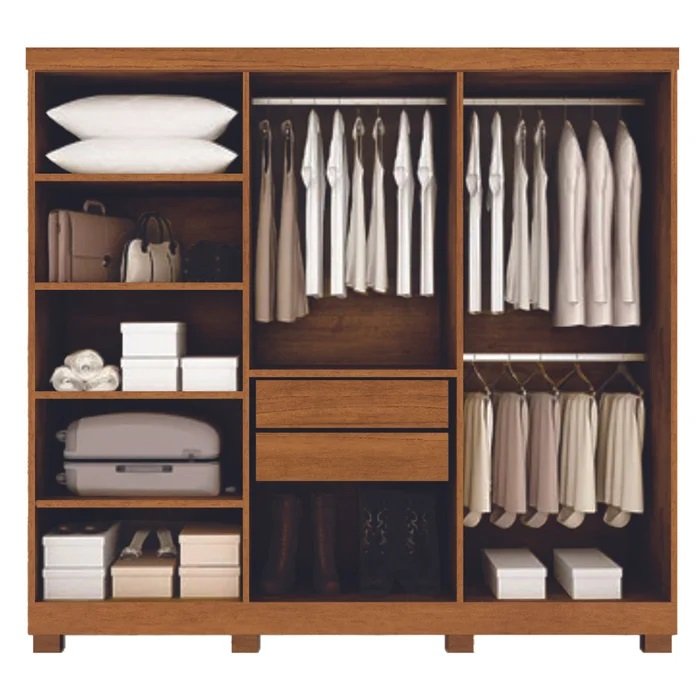 Guarda-Roupa 6 Portas Cabo Frio 1,80 m Nature/Off White - BIANCHI - Imagem 2