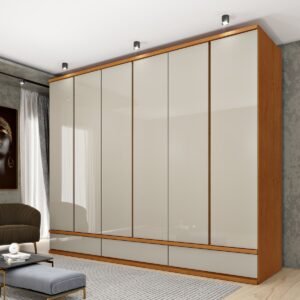 Guarda-Roupa 6 Portas Esparta/Lacônia 2,70 m Cinamomo/Off White – TCIL