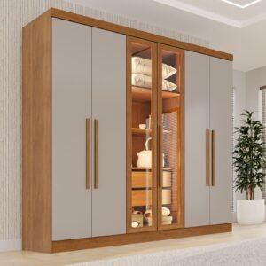 Guarda-Roupa 6 Portas Vision 1,80 m Cinamomo/Off White – SALLÊTO