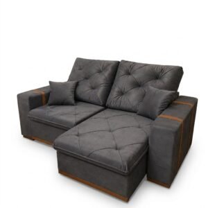 Sofá Retrátil e Reclinável MJ126/Gran Bello 2,20 m Veludo Cinza 1002 – MAJESTOSO ESTOFADOS