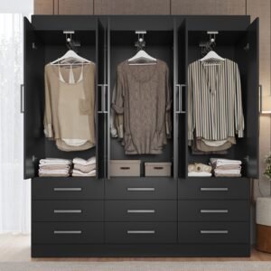 Guarda-Roupa 6 Portas Milão 1,50 m Preto – MÓVEIS CADORIN