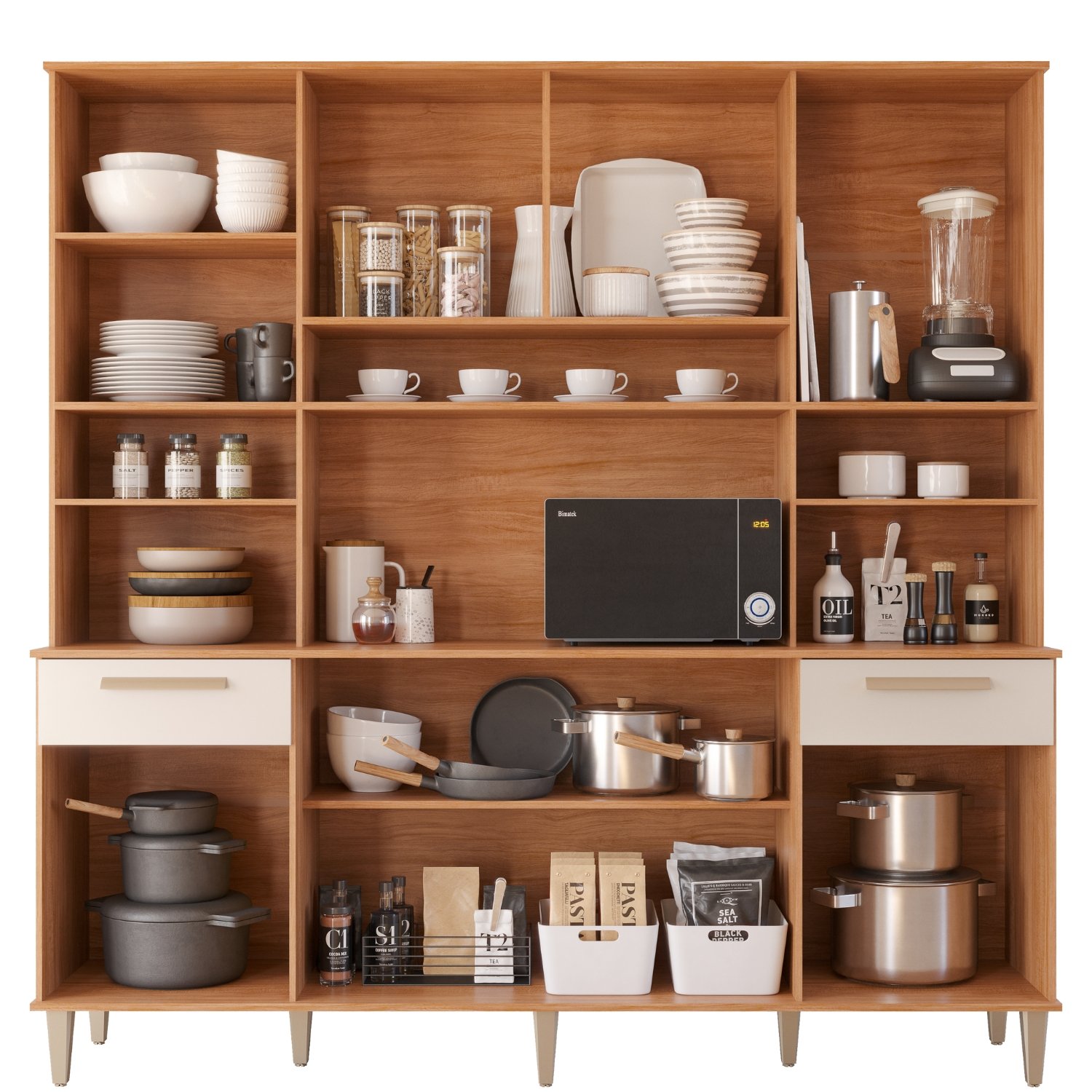 Kit Cozinha 8 portas Lívia 2,00 m Cinamomo/Off White - MGM MÓVEIS - Imagem 2
