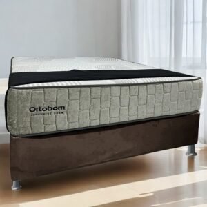 Colchão Casal Exclusive Foam 30 cm HR 33 + Base Simples Corino Marrom – ORTOBOM + BIOSTAR