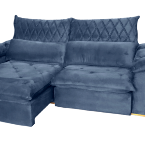 Sofá Retrátil e Reclinável Arezzo 2,50 m Veludo Azul – ARJAN DECOR