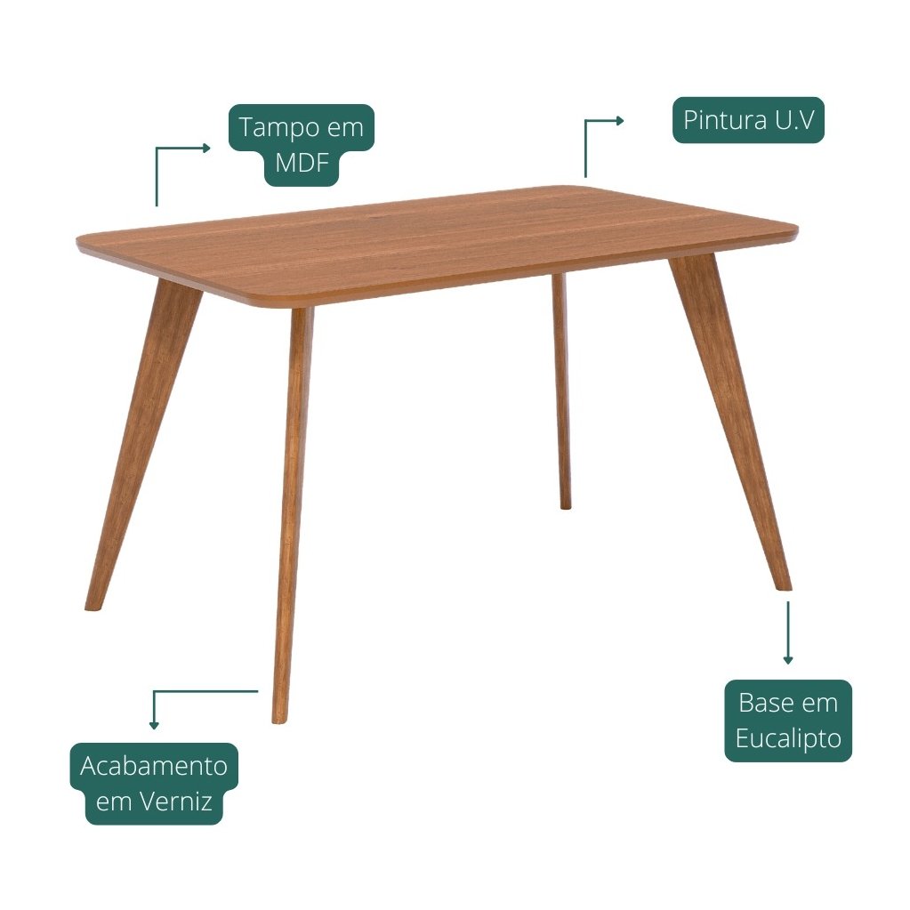 Mesa Acerola 130 (S/Vidro) Madeira/Cinamomo - CIMOL - Imagem 2
