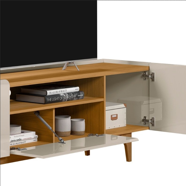 Rack ate 75" Orlando Tauari/Off White Brilho - LINEA BRASIL - Imagem 3