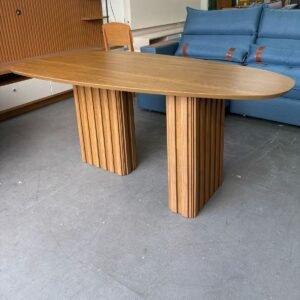 Mesa Isis 180 Freijó com 6 Cadeiras Sophia Linho Cinza Grafite 206 – LEIFER + WM DECOR