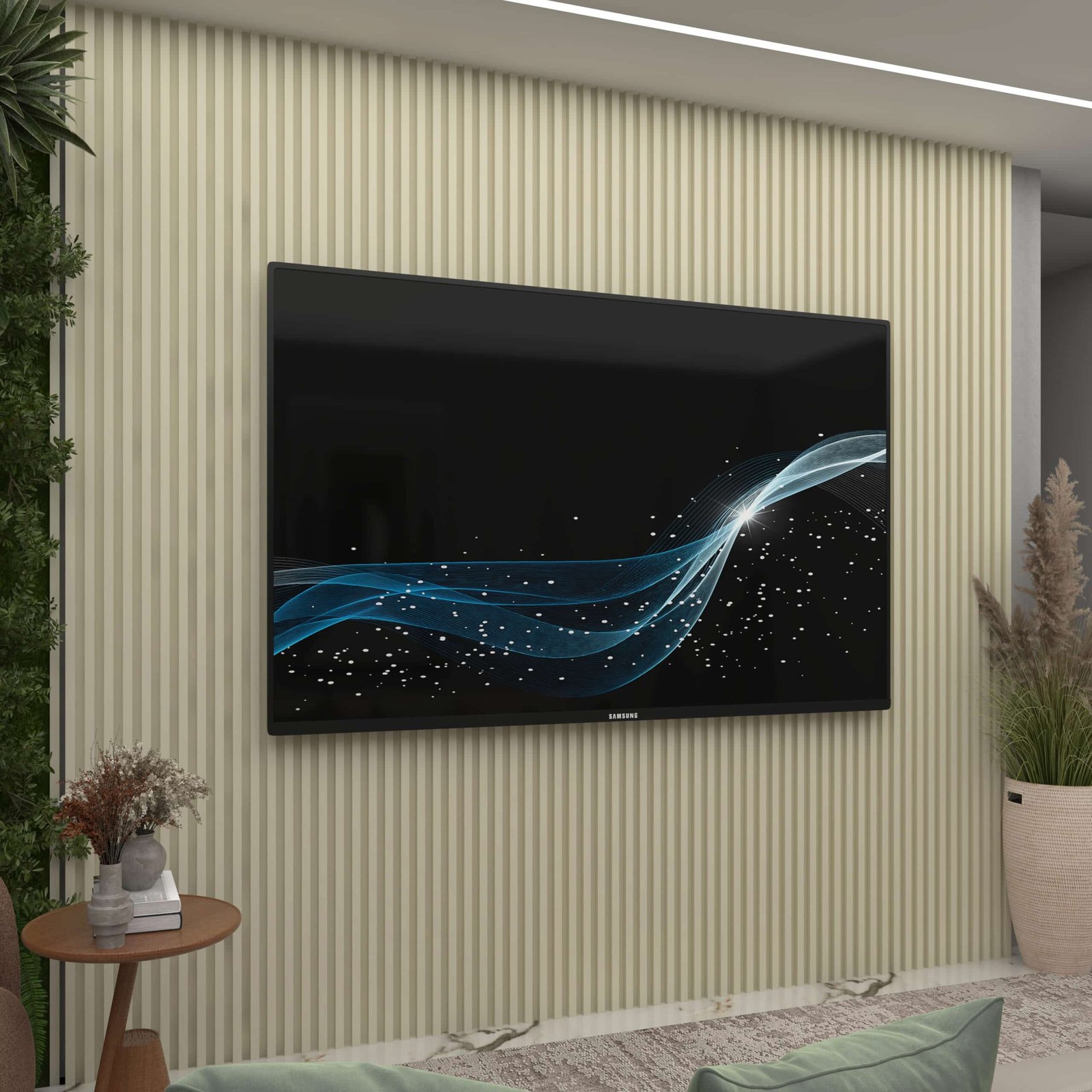 Painel até 85" Supremo Ripado 218 Off White - GELIUS - Imagem 3
