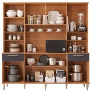 Kit Cozinha 8 portas Lívia 2,00 m Cinamomo/Titanium – MGM MÓVEIS