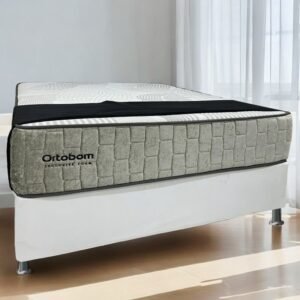 Colchão Casal Exclusive Foam 30 cm HR 33 + Base Simples Corino Branco – ORTOBOM + BIOSTAR