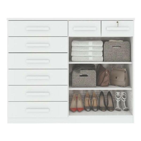 Cômoda 8 Gavetas com Sapateira Dupla Toronto Branco - LOPAS - Imagem 2