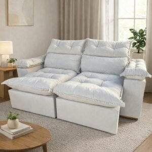 Sofá Retrátil e Reclinável Imperial 2,00 m Veludo Jolie Bege 03 – IMPERIAL DECOR